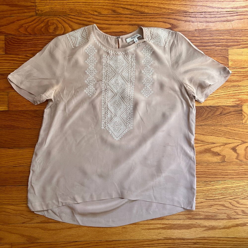 Madewell Beige Embroidered Women's Top